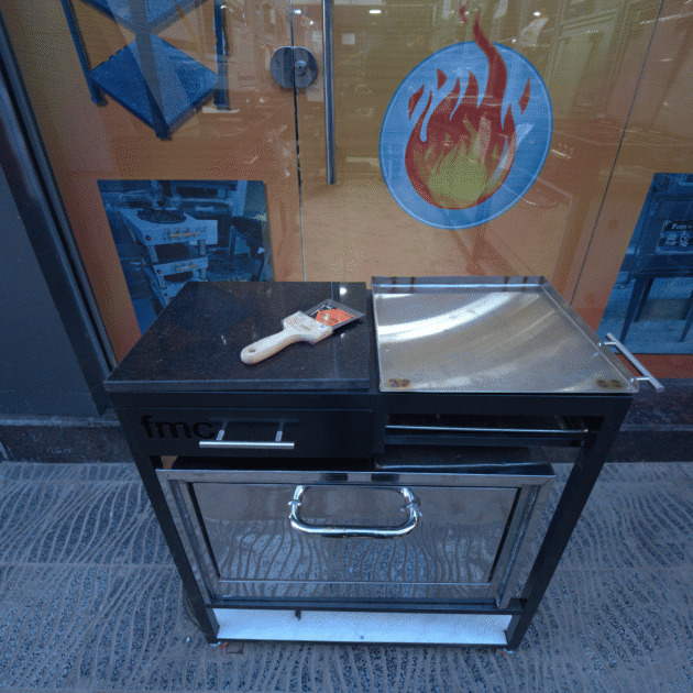 طابونة + فور إينوكس (90×40 سم) – رخامة، 2 Plateau، فور، شواية، وبلاك